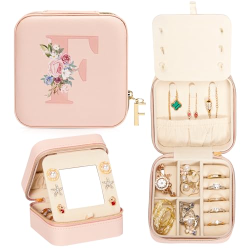 Enthralite Reise-Schmuckkoffer Personalisierte Geschenke - Reise-Essentials für Frauen - Schmuck-Reiseorganisator Kleine Schmuckschatulle für Halsketten Ohrringe - Geschenke für Mädchen - Rosa,F von Enthralite