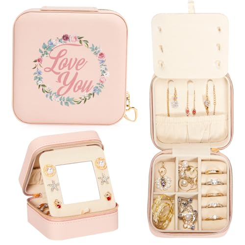 Enthralite Reise-Schmuckkoffer Personalisierte Geschenke - Reise-Essentials für Frauen - Schmuck-Reiseorganisator Kleine Schmuckschatulle für Halsketten Ohrringe - Geschenke für Mädchen - Rosa,LY von Enthralite