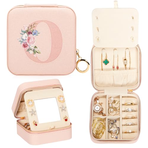 Enthralite Reise-Schmuckkoffer Personalisierte Geschenke - Reise-Essentials für Frauen - Schmuck-Reiseorganisator Kleine Schmuckschatulle für Halsketten Ohrringe - Geschenke für Mädchen - Rosa,O von Enthralite