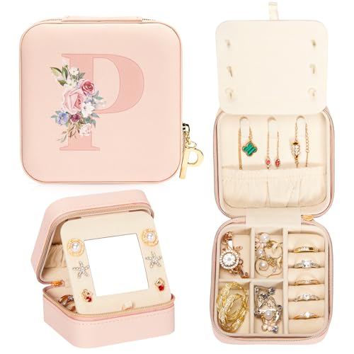 Enthralite Reise-Schmuckkoffer Personalisierte Geschenke - Reise-Essentials für Frauen - Schmuck-Reiseorganisator Kleine Schmuckschatulle für Halsketten Ohrringe - Geschenke für Mädchen - Rosa,P von Enthralite