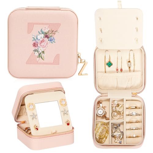 Enthralite Reise-Schmuckkoffer Personalisierte Geschenke - Reise-Essentials für Frauen - Schmuck-Reiseorganisator Kleine Schmuckschatulle für Halsketten Ohrringe - Geschenke für Mädchen - Rosa,Z von Enthralite