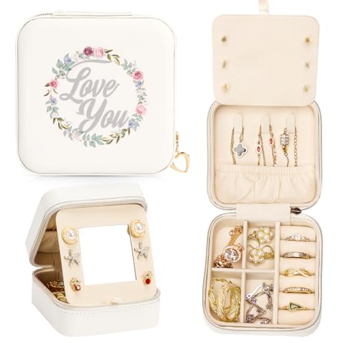 Enthralite Reise-Schmuckkoffer Personalisierte Geschenke - Reise-Essentials für Frauen - Schmuck-Reiseorganisator Kleine Schmuckschatulle für Halsketten Ohrringe - Geschenke für Mädchen - Weiß,LY von Enthralite