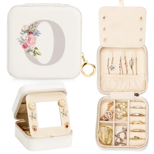 Enthralite Reise-Schmuckkoffer Personalisierte Geschenke - Reise-Essentials für Frauen - Schmuck-Reiseorganisator Kleine Schmuckschatulle für Halsketten Ohrringe - Geschenke für Mädchen - Weiß,O von Enthralite