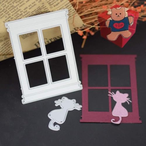 Fenster-Katzen-Stanzformen für Kartenherstellung, Fensterkatze, Stanzschablonen für DIY, Scrapbooking, Fotoalbum, dekorative geprägte Papier-Stanzformen für Kartenherstellung, vorgeschnitten, Stanzen, von Enyolidimk