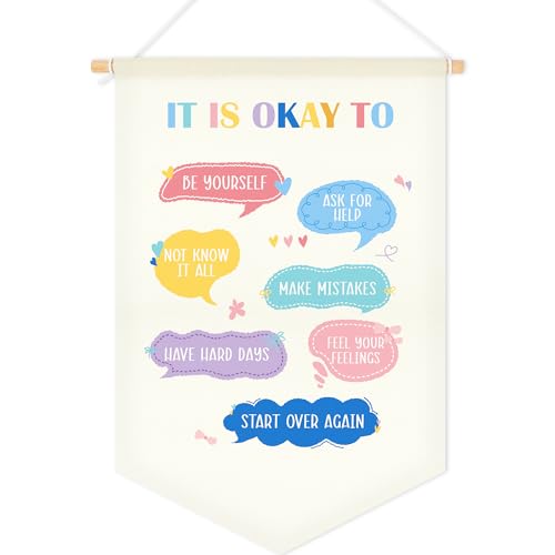 EoBeCy Wandbehang Banner Dekor: It is Okay Wandbehang Banner Mental Health Growth Mindset Oxford Stoff Hängendes Banner Willkommensgeschenk für Klassenzimmer Spielzimmer Büro Dekor von EoBeCy