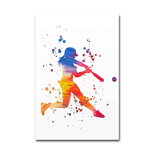 Eodyyw 5D Diamond Painting_Aquarell Baseball Mädchen Sport_Diy Diamond Malerei Set Kunst Handwerk Strass Stickerei Painting_Bilder Dekoration Für Haus Wand Dekor_50X60Cm_Rahmenlos von Eodyyw