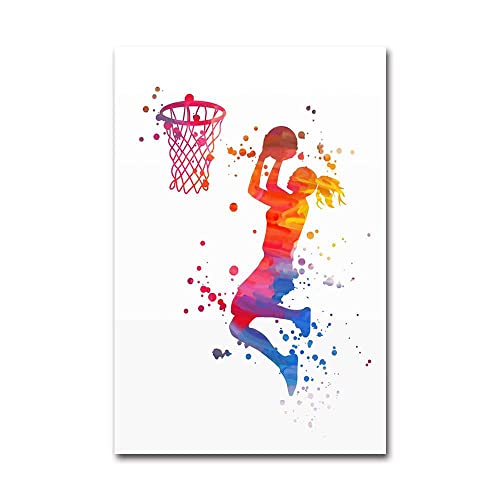 Eodyyw Diy Diamant Gemälde Kits Für Erwachsene_Aquarell Basketball Mädchensport_5D Diamond Painting_Erwachsene Und Kinder Diamant Painting Bilder_40X50Cm_Rahmenlos von Eodyyw