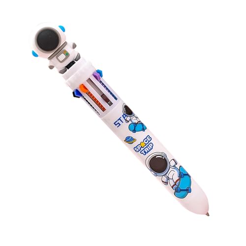 Eoixuqba Mehrfarbiger Kugelschreiber,Bunte Kugelschreiber - Mehrfarbiger 10-in-1-Kugelschreiber mit Cartoon-Astronauten - Einziehbarer Tintenstift, 0,5 mm glatte Schreibstifte zum Schreiben, von Eoixuqba