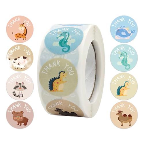 Eoixuqba Niedliche Tieraufkleberrolle - 500 Entzückende Farm Animal Sticker Sheets,Tieraufkleber für Kinder, Gastgeschenke, Geschenkanhänger, jeweils 2,5 cm im Durchmesser von Eoixuqba