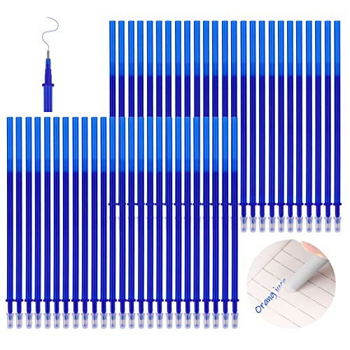 Eokeey 50 Stück Ersatzminen Radierbar, Nachfüllminen für Radierbarer Kugelschreiber, Tintenroller Nachfüll 0.35mm, Gelschreibermine Radierbar für Studenten Geschenk, Schul Bürobedarf (Blau) von Eokeey