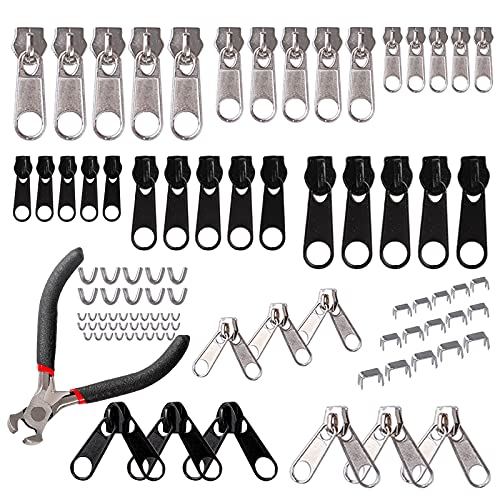 Eokeey Ersatz Reißverschluss Set, 85 Stück reißverschluss Reparatur Set,3mm 5 mm 8mm Metall Reißverschluss mit installieren Zange für Jacke Zelt Gepäck Schlafsack Koffer von Eokeey