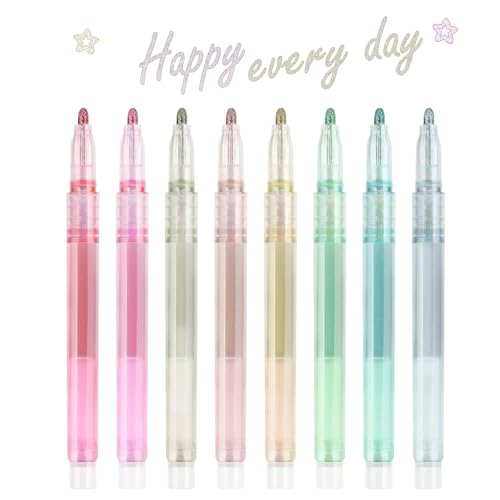 EooUooIP Doppelte Linienumriss Marker, 8 Stück Umriss Stifte Schimmernde Marker Stifte Glitzer Umriss Marker Feine Spitze Kunst Marker Feiner Zeichenstift Set Bunte Stifte, für Journaling, Schreiben von EooUooIP