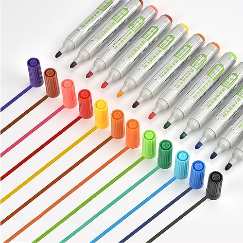 EooUooIP Whiteboard Marker, 12Farben Whiteboard Stifte Set,Trocken und Rückstandsfre Abwischbar Stifte für Whiteboard,Mehrfarbig Hohe Qualität Dry Erase Marker Perfekt für Zuhause Schule Büro von EooUooIP