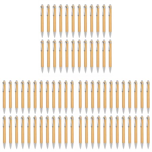 Eoslcusmvl 72 Stück Bambus Einziehbar Druckkugelschreiber Stift Schwarze Tinte 1 mm BüRo Artikel Kugelschreiber Bambus Kugelschreiber Stift Kugelschreiber Stift von Eoslcusmvl