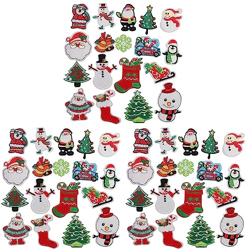 Eoslcusmvl Weihnachten Patches Nähen Auf Auf Gestickten 54PCS Weihnachts Santa Süße Applikationen für DIY Kleidung Dekorationen von Eoslcusmvl