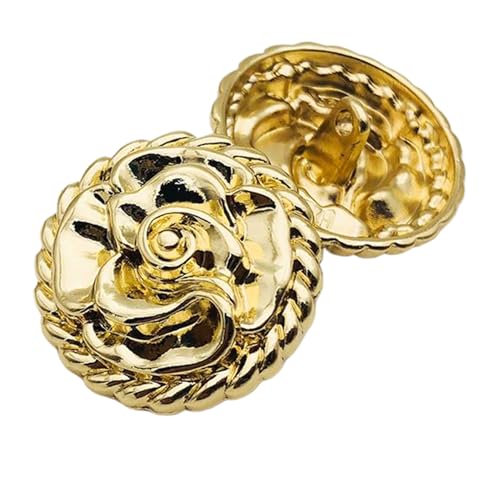 6 Stück Metall Blume Anzug Jacke Knöpfe rund 18 mm/23 mm/25 mm (hellgold, 23 mm) von Eoyajsze