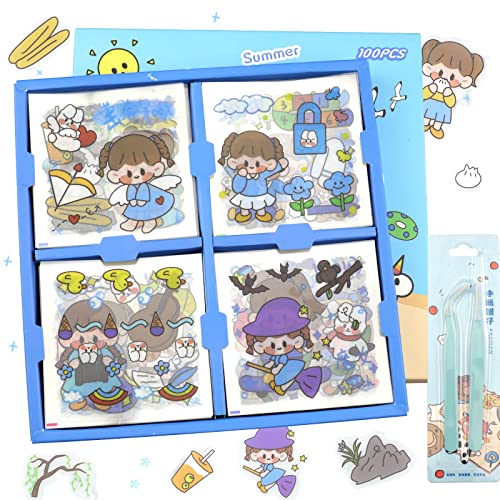 Eozighi 10 Blätter Scrapbooking Sticker Set Transparente Scrapbooking Aufkleber Thema Urlaub am Meer Kawaii Cartoon Aufkleber Kit für Journal, DIY-Kunsthandwerk, Fotoalbum, Planer und Kalender von Eozighi