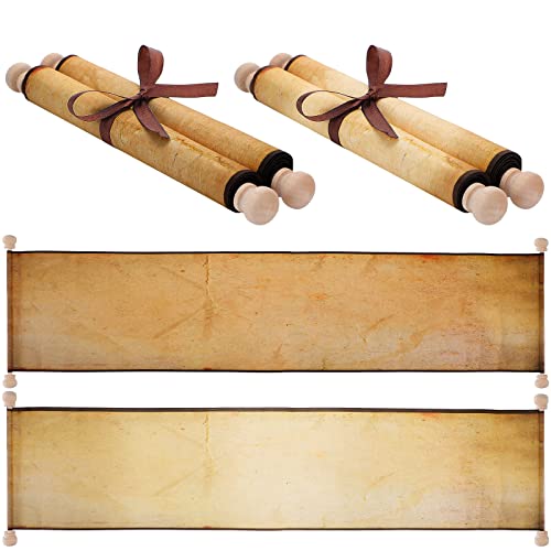 2 Stück Vintage Blanko-Papierrollen, Vintage-Papier, gewickelt auf Holzstab, lange gealterte Blanko-Rolle zum Schreiben, Zeichnen, Kalligraphie, 18 x 76 - 81 cm von Epakh