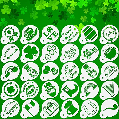 30 Stück St. Patrick's Day Kekse Schablonen Plätzchen Siebdruck St. Patrick's Day Backen Urlaub Schablonen DIY St. Patrick's Day Kleeblatt Plätzchen Schablone Vorlagen Dekoration von Epakh