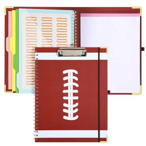 Epakh Fußball-Klemmbrett mit Notizblock für Klemmbrett in Briefgröße, Ordner mit Notizblock und Tasche, 5 bunte Trennwände und Clip, 33 x 25,4 cm, Fußball-Clipolio-Design für Büro, Zuhause, 1 Packung von Epakh