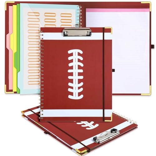 Epakh Fußball-Klemmbrett mit Notizblock für Klemmbrett in Briefgröße, Ordner mit Notizblock und Tasche, 5 bunte Trennwände und Clip, 33 x 25,4 cm, Fußball-Clipolio-Design für Büro, Zuhause, 2 Stück von Epakh