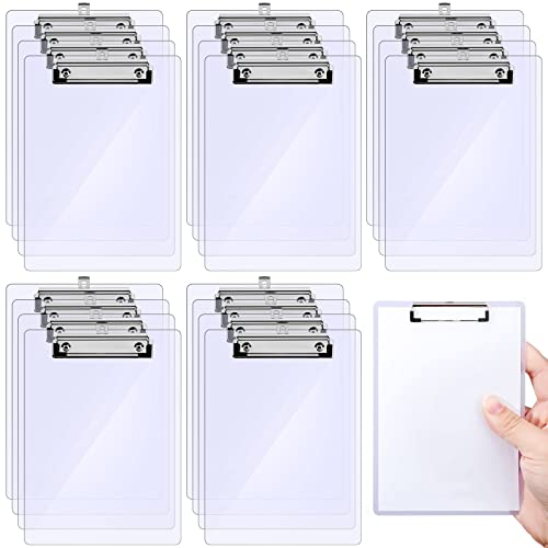 Kunststoff-Klemmbretter, Multipack, kleine Klemmbretter, Mini-Klemmbrett, personalisiertes Klemmbrett mit flachem Profil-Clip für kleine Notizblöcke, transparent, 10,2 x 15,2 cm, 20 Stück von Epakh