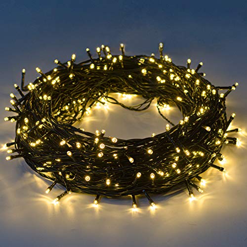 LED Lichterkette Warmweiß - 25M 220 LEDs Weihnachtslicht Ende zu Ende Erweiterbar Speicherfunktion 8 Modi Innen & Außen Wasserdicht Weihnachtstag Dekoration für Party Weihnachtsbaum Hochzeit von Epesl