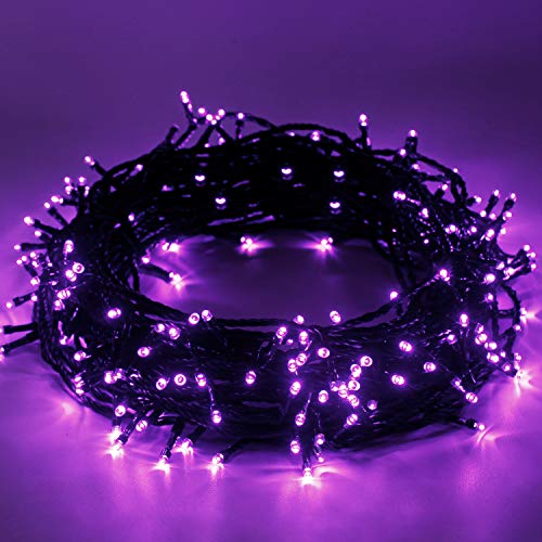 Weihnachten Lichterkette Lila - 25M 220 LEDs Weihnachtslicht Erweiterbar Speicherfunktion 8 Modi Innen und Außen Wasserdicht Lichterkette Halloween Dekoration für Garten Weihnachtsbaum - Violett von Epesl