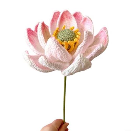 EpheyFIF Fertig gestrickte Häkelblume, handgehäkelt, handgefertigt, gestrickt, Lotus, künstliche Blume für Vase, Heimdekoration, Geschenk (Lotus), DJ6114X8YRQ944F8J924W01 von EpheyFIF