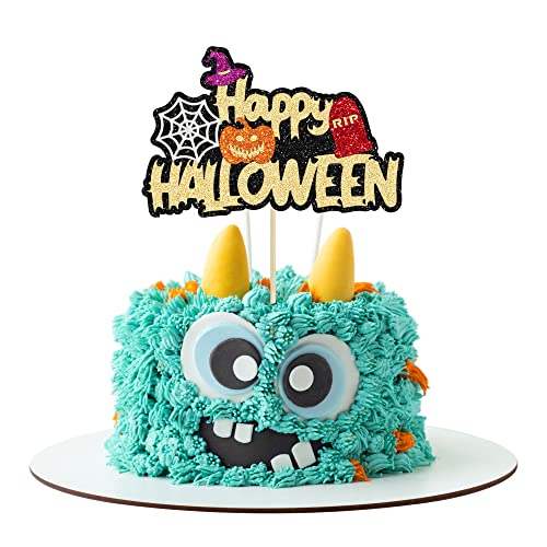 1 x Halloween-Partyzubehör, Kuchendekoration, Happy Halloween, Kuchendekoration, Cupcake-Picks, Kürbis, Spinnennetz, Halloween-Partyzubehör von Ephlyn