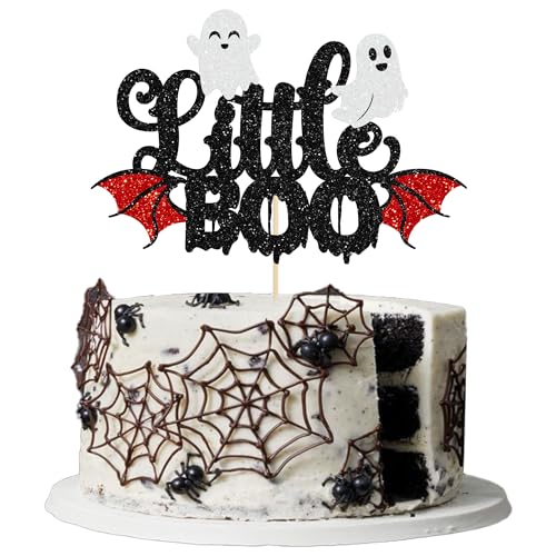 1Pcs Halloween Little Boo Cake Topper Happy Boo Day Ghost Cake Topper Decorations Ghost Halloween Baby Shower Cake Picks for Halloween Birthday Baby Shower Party Supplies Black White von Ephlyn