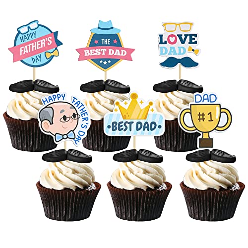 36 Stück Happy Father's Day Cupcake-Topper Best Dad Ever Super I Love You Dad #1 Dad Fathers Day Cupcake Picks Vatertag Cupcake Dekorationen Vatertag Party Supplies von Ephlyn