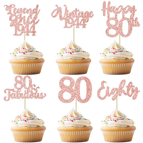 36 Stück Rotgold Vintage 1942 Cupcake Topper 80. Geburtstag Cupcake Topper Legende seit 1942 Happy 80th Cake Topper 80 & fabelhafte Cupcake Picks 80. Geburtstag Kuchendekorationen Supplies von Ephlyn