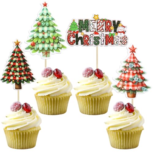 Ephlyn Cupcake-Aufsätze mit Weihnachtsbäumen, 36 Stück von Ephlyn