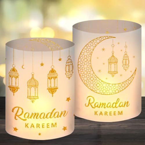 12 Windlicht Tischdeko Ramadan, Gold Ramadan Tisch Deko, Ramadan Kareem Tischdeko, Ramadan Islam Deko Tisch, Mubarak Stern Mond Laterne Windlichter Tischdeko für Eid Ramadan Feiern von Epokus