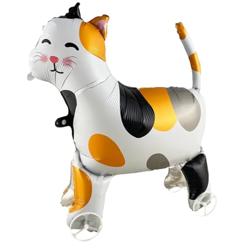 Katze Folienballon XXL, Walking Katzen Ballon mit Rädern, 3D Tiere Luftballon Stehend, für Kinder Geburtstag Party Katze Deko, Geschenk Mitgebsel Mädchen Junge, 1 Stück von Epokus