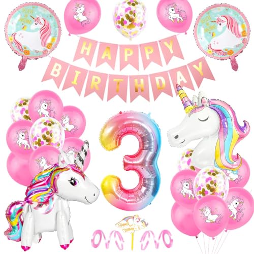 Einhorn 3 Geburtstag Deko, Luftballon 3. Geburtstag Rosa, 3 Ballon Einhorn Deko, Geburtstagsdeko Mädchen 3 Jahr, 3.Geburtstagsdeko Einhorn, 3.Geburtstagsdeko Mädchen, Ballon 3. Geburtstag von Epokus