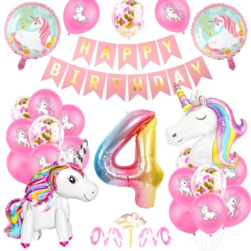 Einhorn 4 Geburtstag Deko, Luftballon 4. Geburtstag Rosa, 4 Ballon Einhorn Deko, Geburtstagsdeko Mädchen 4 Jahr, 4.Geburtstagsdeko Einhorn, 4.Geburtstagsdeko Mädchen, Ballon 4. Geburtstag von Epokus