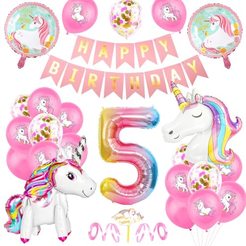 Einhorn 5 Geburtstag Deko, Luftballon 5. Geburtstag Rosa, 5 Ballon Einhorn Deko, Geburtstagsdeko Mädchen 5 Jahr, 5.Geburtstagsdeko Einhorn, 5.Geburtstagsdeko Mädchen, Ballon 5. Geburtstag von Epokus