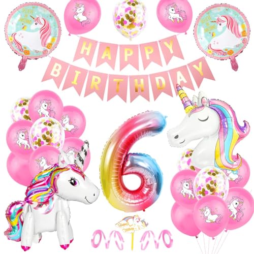 Einhorn 6 Geburtstag Deko, Luftballon 6. Geburtstag Rosa, 6 Ballon Einhorn Deko, Geburtstagsdeko Mädchen 6 Jahr, 6.Geburtstagsdeko Einhorn, 6.Geburtstagsdeko Mädchen, Ballon 6. Geburtstag von Epokus