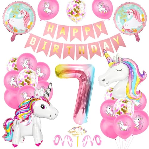 Einhorn 7 Geburtstag Deko, Luftballon 7. Geburtstag Rosa, 7 Ballon Einhorn Deko, Geburtstagsdeko Mädchen 7 Jahr, 7.Geburtstagsdeko Einhorn, 7.Geburtstagsdeko Mädchen, Ballon 7. Geburtstag von Epokus