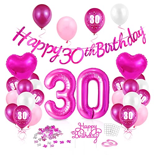 Luftballon 30. Geburtstag Pink, Geburtstagsdeko 30 Jahr, Ballon 30. Geburtstag, Riesen Folienballon Zahl 30, Happy Birthday Folienballon 30, Ballon 30 Deko zum Geburtstag Frau von Epokus