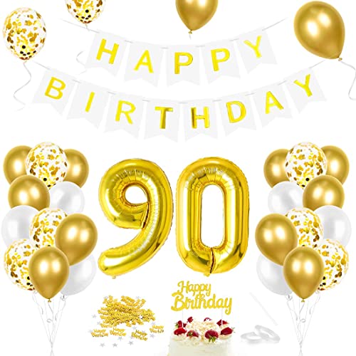 Luftballon 90. Geburtstag Golden, Geburtstagsdeko 90 Jahr, Ballon 90. Geburtstag, Riesen Folienballon Zahl 90, Happy Birthday Folienballon 90, Ballon 90 Deko zum Geburtstag Mann Frau von Epokus