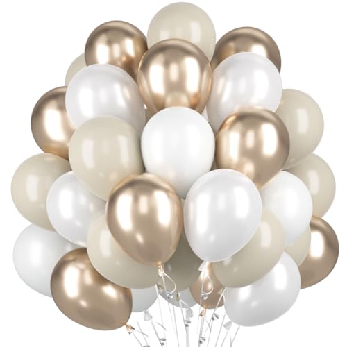 60 Stück Luftballons Beige Champagner Gold, Helium Ballons Creme Perl Weiß Aprikose, 12 Zoll Nude Latex Partyballon Deko fur Boho Hochzeit Geburtstag Baby Shower Babydusche JGA Mädchen Frau von Epokus