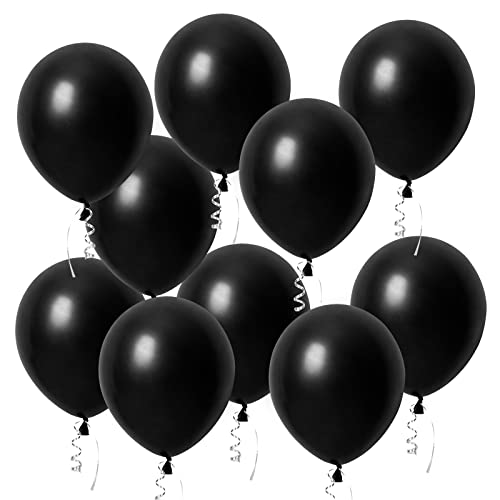 Luftballons Schwarz, 60 Stück 12 Zoll Schwarze Latex Ballons, Black Helium Balloons mit Bändern, Partyballon Dekorationen für Geburtstage Hochzeit Valentinstag Graduierung Kommunion Thema Party von Epokus