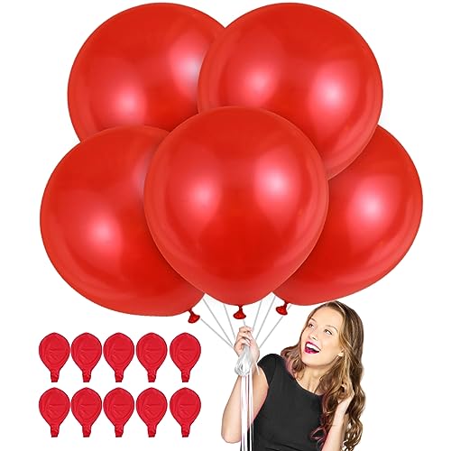 Luftballons Rot XXL,10 Stück Riesen Rote Luftballon,36 Zoll Latex Ballons,Grosse Helium Partyballon für Hochzeit Bride Valentinstag Verlobung Geburtstag Taufe JGA Party Deko von Epokus