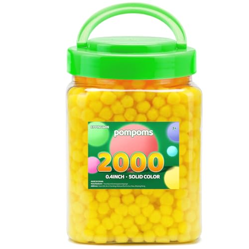 Eppingwin 2000 Stück gelbe Pompons, 1 cm, weiche Pompons zum Basteln, 1 cm Pompons für Kunst- und Bastelprojekte (gelb) von Eppingwin