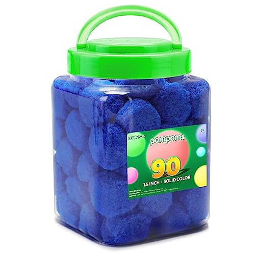 Eppingwin 90 blaue Pompons, 3,8 cm, weiche Pompons zum Basteln, 4 cm große Pompons für Kunst- und Bastelprojekte (blau) von Eppingwin