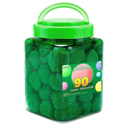 Eppingwin 90 grüne Pompons, 3,8 cm, weiche Pompons zum Basteln, 4 cm große Pompons für Kunst und Handwerk, DIY-Projekte (grün) von Eppingwin