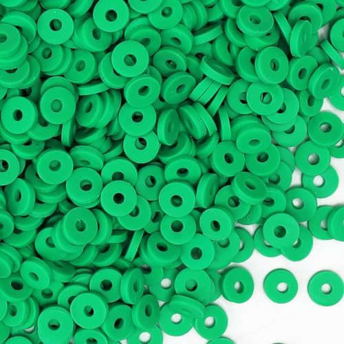 Eppingwin Grüne Tonperlen, Polymer-Ton-Perlen für Armbänder, Tonperlen, Großpackung, Heishi-Perlen, Beacelet-Herstellungsset für Armband, Halskette, Schmuck (Grün, 6 mm) von Eppingwin